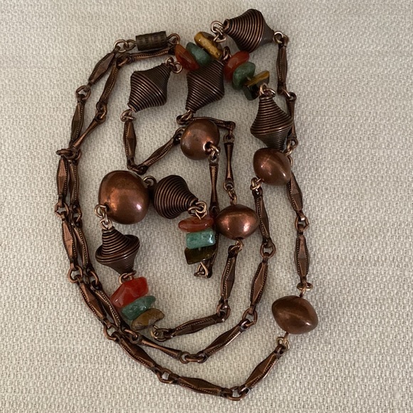 VTG 30” Copper Colored & Stone Necklace - Picture 7 of 7